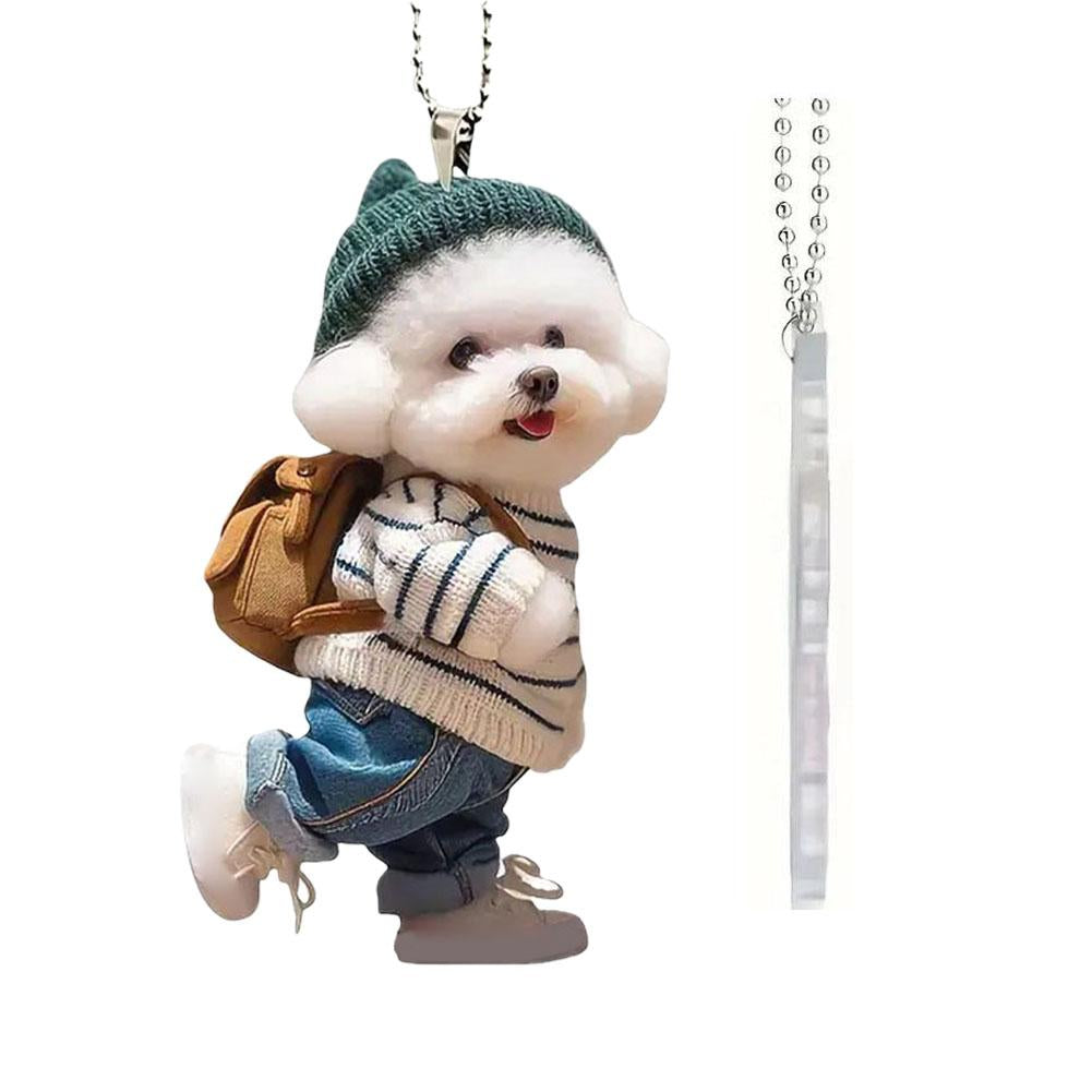 High-looking CUTE Adorable 2D Acrylic Flat Cat Pendant Or Cars Bags And Keys Hanging Ornament With Chain Cat-Shaped Keychain