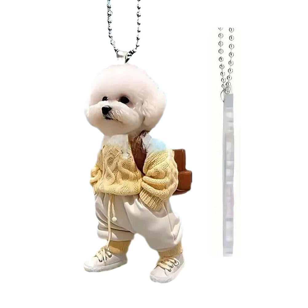 High-looking CUTE Adorable 2D Acrylic Flat Cat Pendant Or Cars Bags And Keys Hanging Ornament With Chain Cat-Shaped Keychain