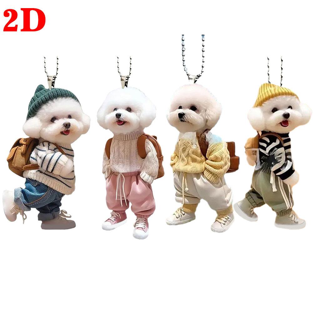 High-looking CUTE Adorable 2D Acrylic Flat Cat Pendant Or Cars Bags And Keys Hanging Ornament With Chain Cat-Shaped Keychain