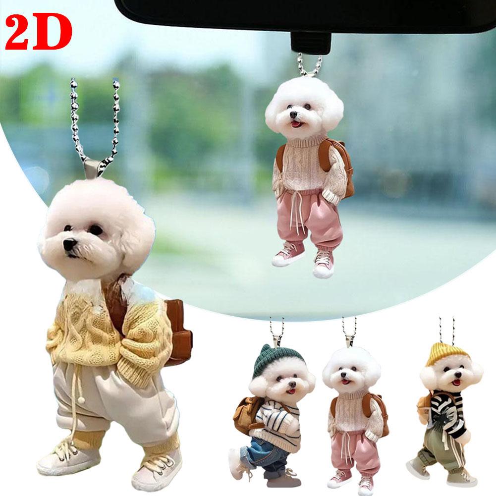 High-looking CUTE Adorable 2D Acrylic Flat Cat Pendant Or Cars Bags And Keys Hanging Ornament With Chain Cat-Shaped Keychain