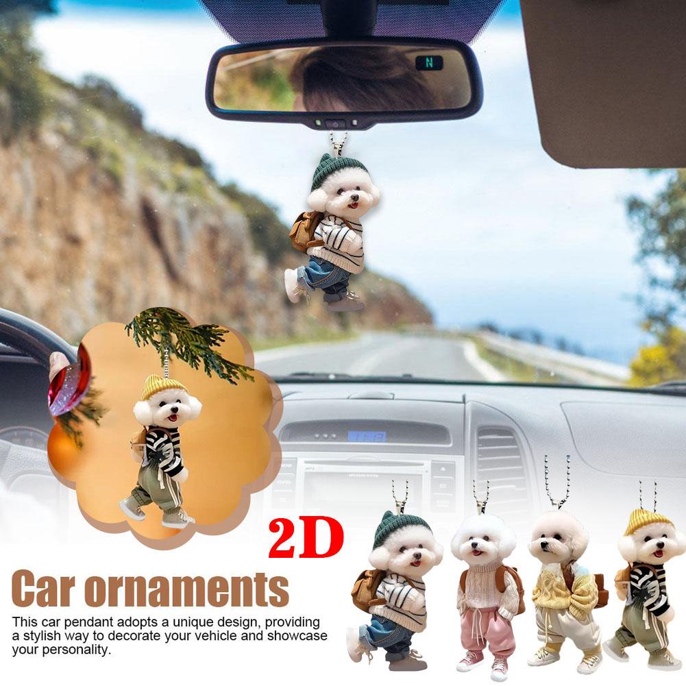 High-looking CUTE Adorable 2D Acrylic Flat Cat Pendant Or Cars Bags And Keys Hanging Ornament With Chain Cat-Shaped Keychain