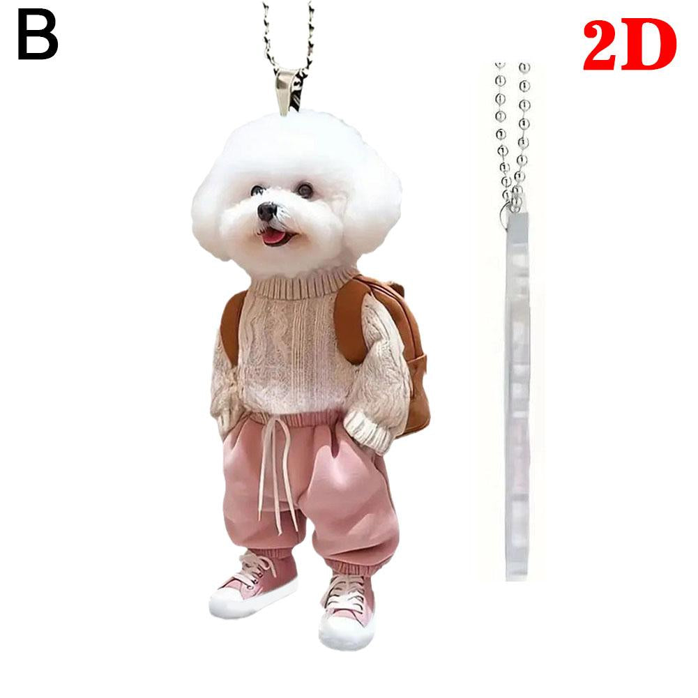 High-looking CUTE Adorable 2D Acrylic Flat Cat Pendant Or Cars Bags And Keys Hanging Ornament With Chain Cat-Shaped Keychain