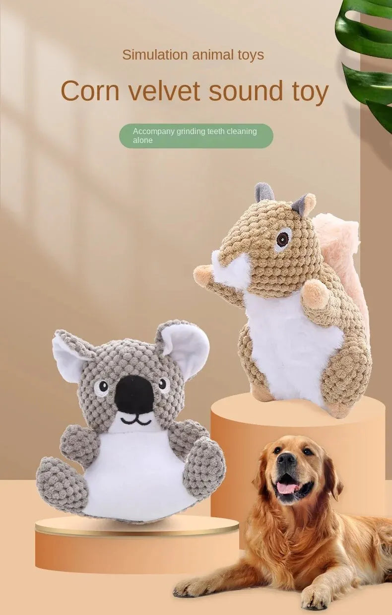 Funny Squirrel Koala Plush Dog Squeaky Toys Small Large Dogs Interactive Bite Resistant Toy Pets Accessories Supplies