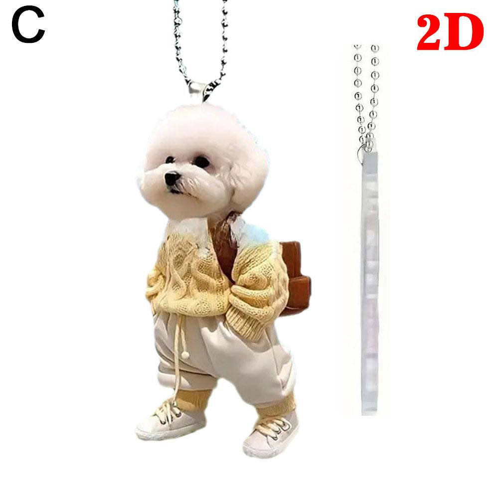 High-looking CUTE Adorable 2D Acrylic Flat Cat Pendant Or Cars Bags And Keys Hanging Ornament With Chain Cat-Shaped Keychain