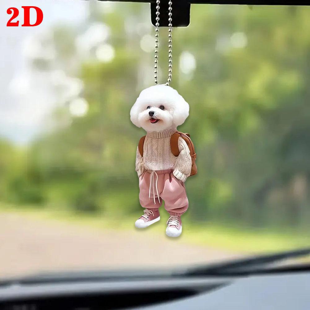 High-looking CUTE Adorable 2D Acrylic Flat Cat Pendant Or Cars Bags And Keys Hanging Ornament With Chain Cat-Shaped Keychain