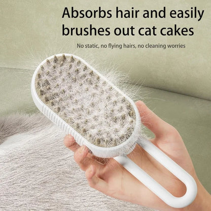 Steamy Dog Brush Electric Spray Cat Hair Brush 3 in1 Dog Steamer Brush for Massage Pet Grooming Removing Tangled and Loose Hair