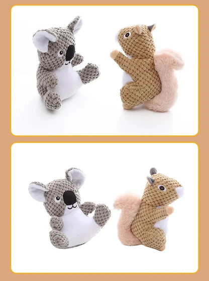 Funny Squirrel Koala Plush Dog Squeaky Toys Small Large Dogs Interactive Bite Resistant Toy Pets Accessories Supplies