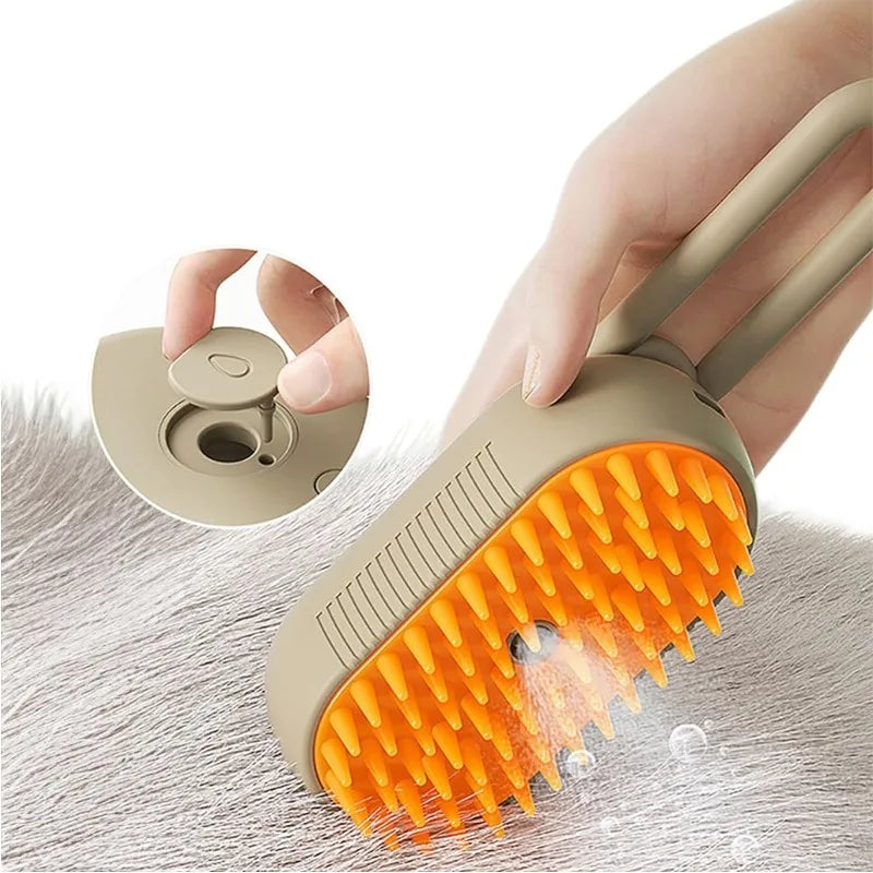 Steamy Dog Brush Electric Spray Cat Hair Brush 3 in1 Dog Steamer Brush for Massage Pet Grooming Removing Tangled and Loose Hair