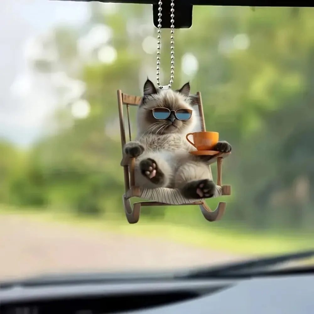 New 2D Flat Cute Cat Acrylic Keychain Backpack Car Hanging Animal Keyring Pendant Decorative Accessories Ornament Gifts Kids