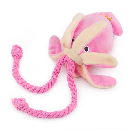 Cute Squid Small Dog Toy Sound BB Plush Pet Puppy Rope Toys Pink Chew Squeak Toys For Cat Dog Supplies Interactive Pet Toys