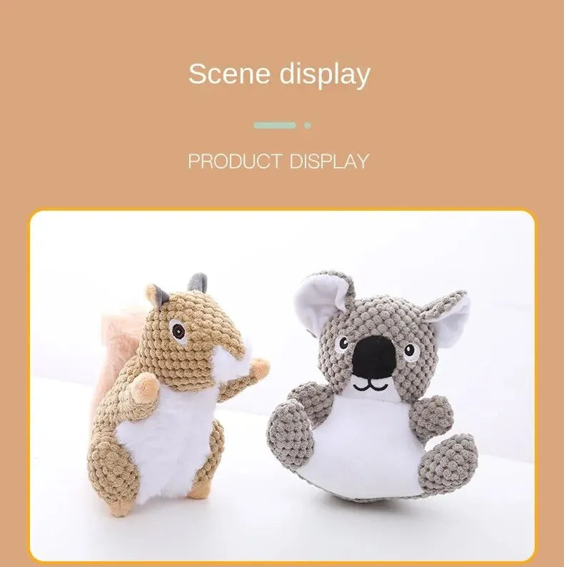 Funny Squirrel Koala Plush Dog Squeaky Toys Small Large Dogs Interactive Bite Resistant Toy Pets Accessories Supplies