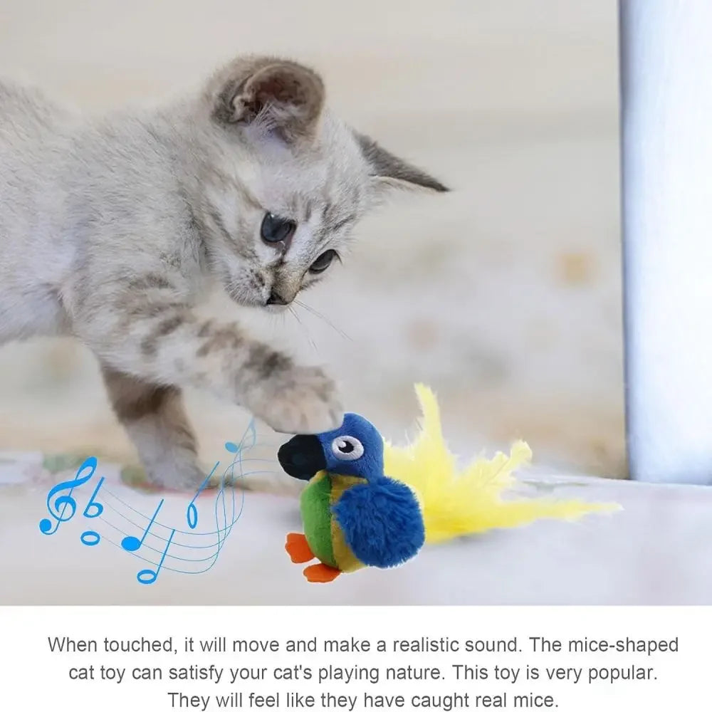 Interactive Cat Toys Flying Bird Cat Toy Flapping Wings Sparrow Catnip Toys Vivid Chirpi]ng Simulation Bird Interactive Cat Toy