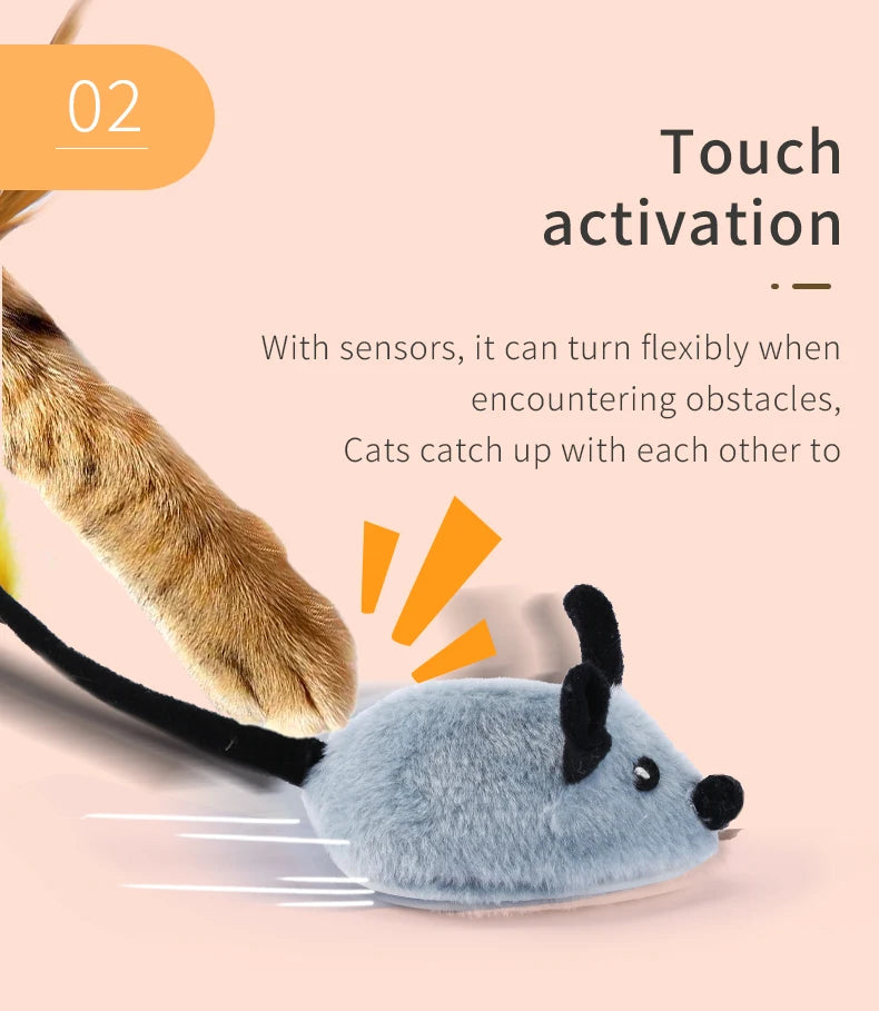 Smart Running Mouse Cat Toy Interactive Random Moving Electric Cat Teaser Toys Simulation Mice Kitten Self-Playing Plush Toys