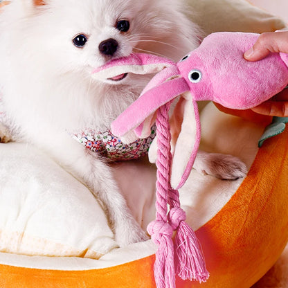 Cute Squid Small Dog Toy Sound BB Plush Pet Puppy Rope Toys Pink Chew Squeak Toys For Cat Dog Supplies Interactive Pet Toys