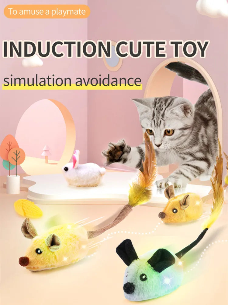 Smart Running Mouse Cat Toy Interactive Random Moving Electric Cat Teaser Toys Simulation Mice Kitten Self-Playing Plush Toys