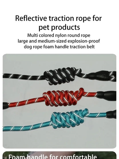 Pet Reflective Leash Nylon Round Leash Explosionproof Punch Leash Dog Walking Round Leash Without Strangulation