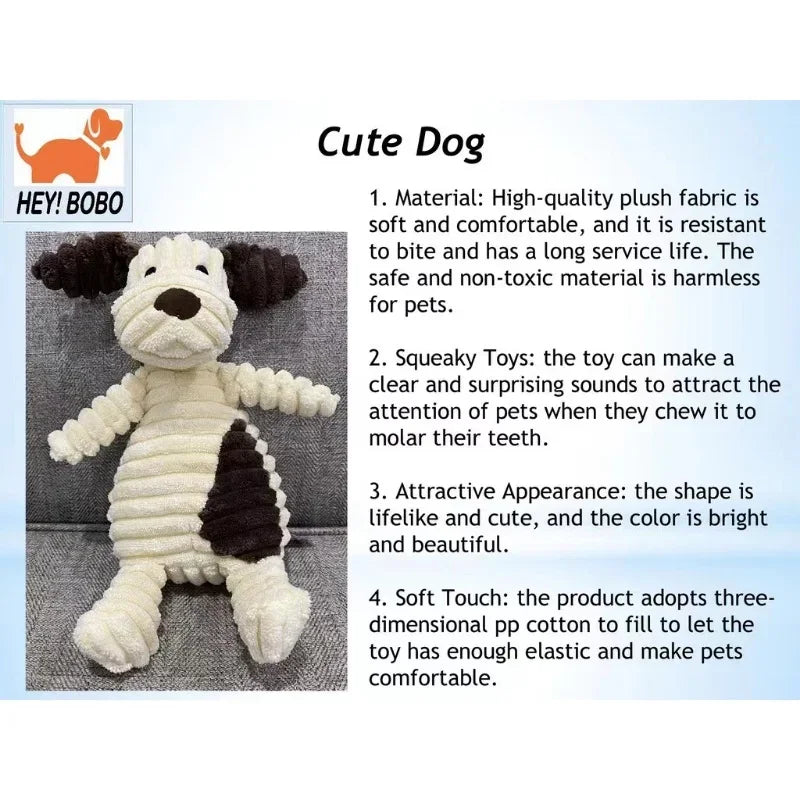 Corduroy Sounding Plush Toys Animal Plush Dog Squeaky Toy Puppy Chew Toys Bite Resistant Pet Toy for Dogs Squeaker