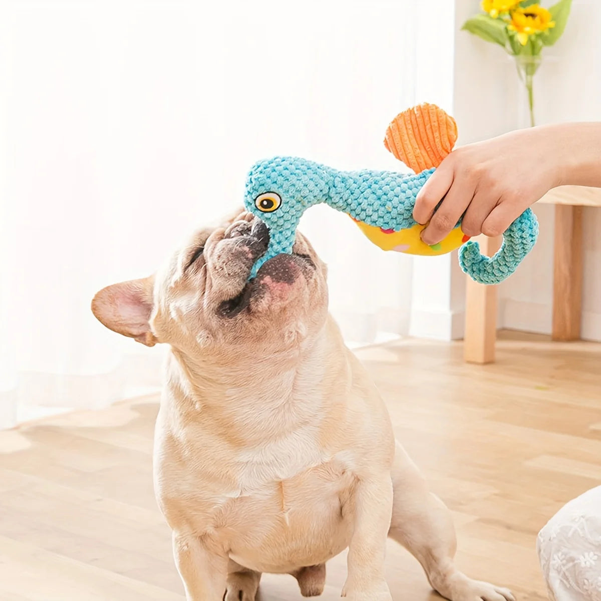 Soundmaking Dog Toys Seahorse Dog Toys For Aggressive Chewers Tough Plush Dog Toys For Large DogsInteractive Companion Dog Toys