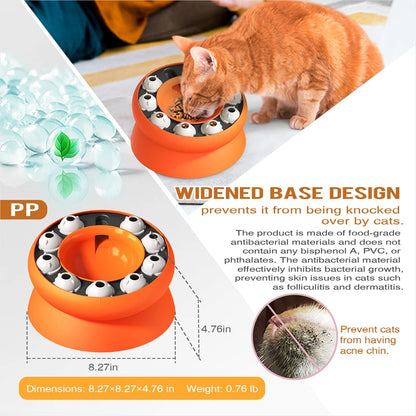 Cat Bowl Puzzle Toy Leak Food Slowly Feed Keep Cat Stomach Healthy Slanted Design Protect Kitty Neck Multifunction Pet Feed Bowl