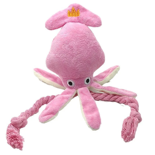 Cute Squid Small Dog Toy Sound BB Plush Pet Puppy Rope Toys Pink Chew Squeak Toys For Cat Dog Supplies Interactive Pet Toys